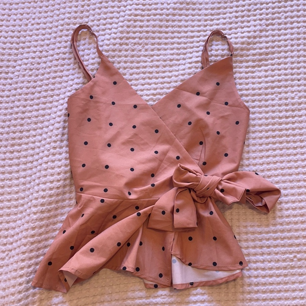 SHEIN tie front polka dot blouse - size S